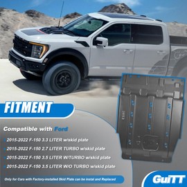 GuiTT Manganese Full Skid Plate Compatible with 2015-2022 Ford F150 Transmission Skid Plate Splash Panel Shield（Not fit PowerBoost） (Transmission Skid Plate)