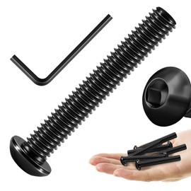 Mywish 3/8-16 x 2-1/2" 10Pcs Button Head Socket Cap Bolts Screws, 304 Stainless Steel 3/8 Bolts, Allen Drive Furniture Screws, Black Oxide & Hex Spanner