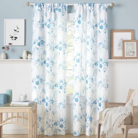 Estate View™ Printemps Light Filtering Rod Pocket Curtain Panel Pair, 38"x96", Teal