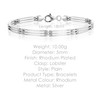 Tuscany Silver Three Bar Flexible Bracelet of 18 cm/7-inch