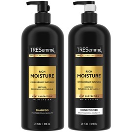 TRESemmé Shampoo & Conditioner, Rich Moisture – Moisturizing Hair Care with Hyaluronic Acid, Paraben-Free, 28 Oz Ea | TRESemmé