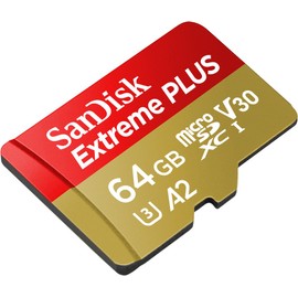 SanDisk Extreme Plus 64 GB microSDXC Memory Card + SD Adapter with A2 App Performance up to 170 MB/s, Class 10, U3, V30