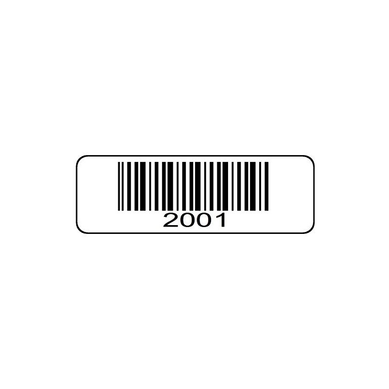 1000 Numbered Labels, Pre Printed Serial Barcodes 1-1/2" x 1/2"