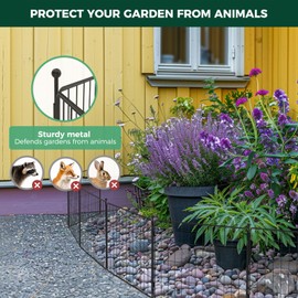 FXW Garden Fence Panels for Yard, Temporary Animal Barrier, No Dig Metal Fence Border, Portable for Outdoor, 32 inch 15 ft