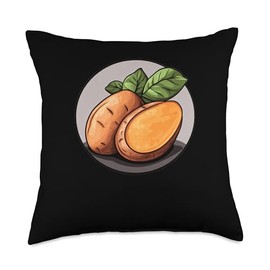 Sweet Potatoes Round Logo Throw Pillow