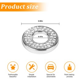 TSUGAMI 4 Pcs Bling Car Inner Door Lock Covers, Crystal Pull Rod Bolt Stickers, Sparkly Rhinestones Auto Door Bolt Decorations, Vehicle Lock Pin Cap Decors for C Class C200L GLC260 C260L (White)