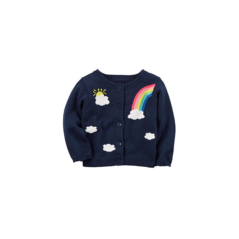 Carter's Girl's Navy Rainbow Button Front Cardigan (18 Months)