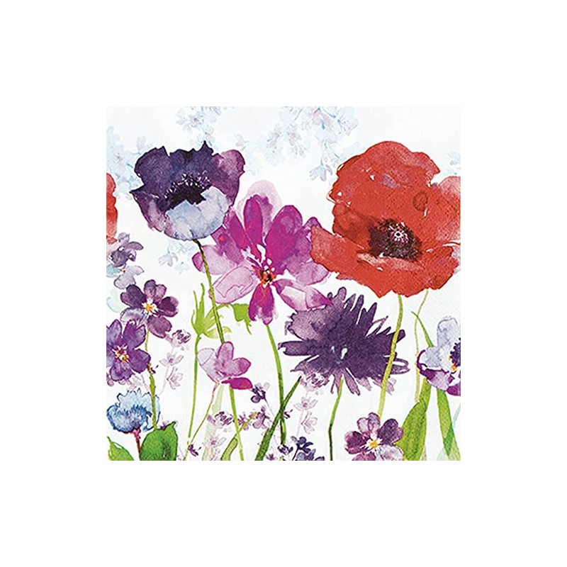 20 Small Cocktail Napkins Colourful Meadow on Flowers Spring Summer