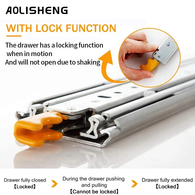 AOLISHENG 76mm Heavy Duty Industrial Locking Drawer Slides for RV