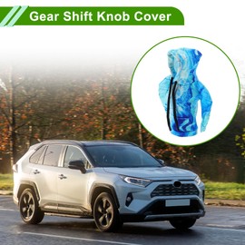 HOPESPANNER Universal 16x11cm/6.3"x4.33" Gear Shift Knob Cover Decoration Stick Shifting Handle Protector Polyester 1 Pc Hoodie Style Light Blue Deep Blue