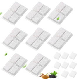 16 Pack Cat Water Fountain Filter with Sponge,8Pcs Replacement Dogs Fountains Filters & 8 Pieces Sponges,Compatible with 2L White Fountain's Water's Dispenser (White, 8 Filters & 8 Sponges)