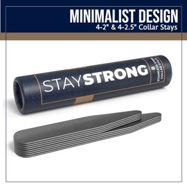 8 Metal Collar Stays for Men's Dress Shirts – Collar Inserts in 2 Sizes with Tube Storage (2" & 2.5")
