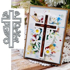 Yeyert Flower Cross Metal Die Cuts for Card Making, Silver, 2.4x4.4 Inch, YEYERT-001