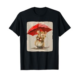 Charming Mouse with Umbrella for Trendy Costume Season T-Shirt