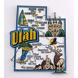 Utah State Map and Landmarks Collage Fridge Souvenir Collectible Magnet FMC