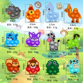 Animal Party Favors for Kids Fidget Toys Bulk Mini Pop Keychain,Stress Relief Sensory Toys,Goodie Bags Stuffer,Classroom Prizes,Birthday Gifts for Boys & Girls