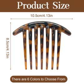 4PCS French Side Combs, French Hair Comb 7 Tooth Plastic Hair Comb Slides Twist Tortoise Leopard Retro hairpin for Women and Girls Styling Accessory