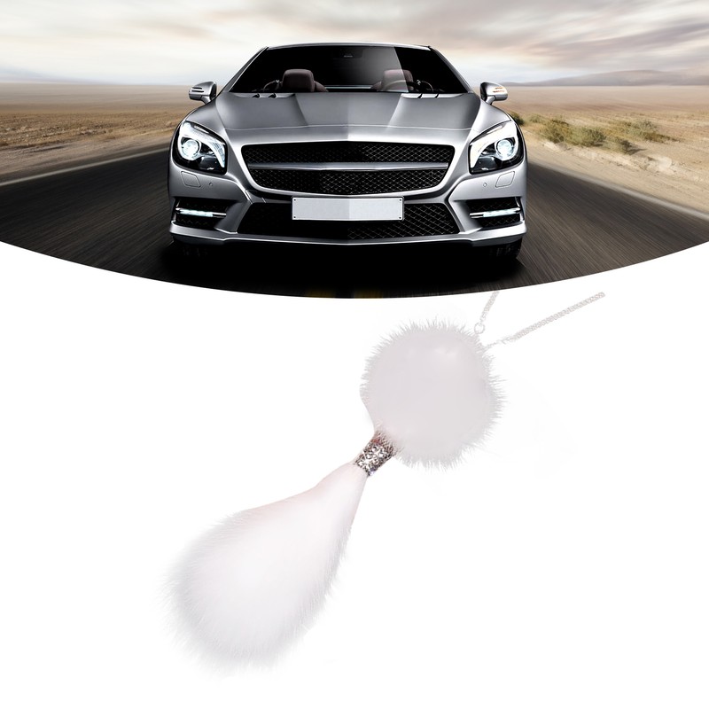 Pom Pom Car Pendant Rhinestone Embedded Sturdy Metal Cute Animal