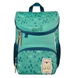Familando Scooli Mini-Me Nursery Backpack for Boys and Girls, 4-Piece Set with Lunch Box and Water Bottle, Ergonomic Preschool Backpack for Nursery, turquoise-blue, bobby bear