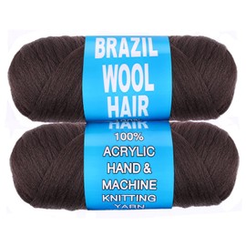 COOKOO 2 Roll Brazilian Wool Hair Acrylic Yarn for Hair Crochet African Braids Sengalese Twisting Box Braids Faux Locs Jumbo Braids Synthetic Hair Extension 70G/Roll(4#)