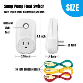 Brezoo Sump Pump Float Switch: Hi-Lo Sensors, Controller with Dual Float Switch and Overload Protection, Prevents Flooding in Fish Tank, Swimming Pools, and Other Areas (Supply Mode)