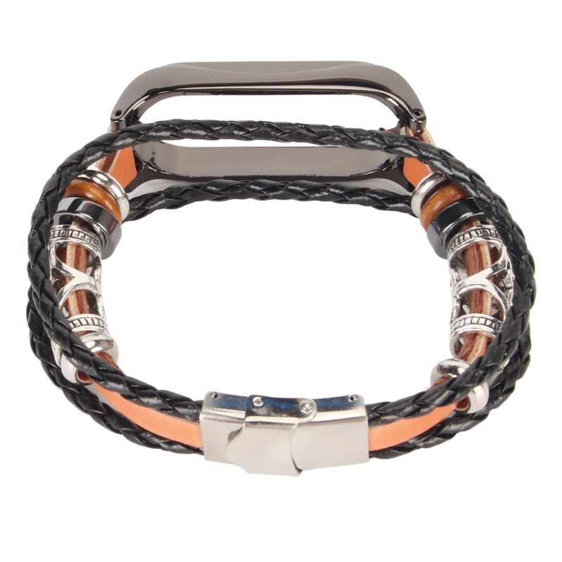 Leather Strap for Xiaomi 7 NFC Bracelet Metal Buckle Ethnic