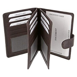 MACEMARO TRADING High Quality ID Card Case Real Leather Portrait Format 21 Compartments, brown, ID holder