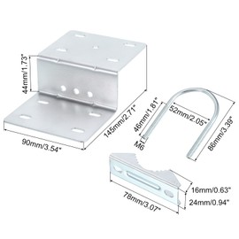 sourcing map Antenna Pole Mounting Kit-Z-Bracket with Double U-Bolt Clamp Pole Mounting Kit for Outdoor Antenna