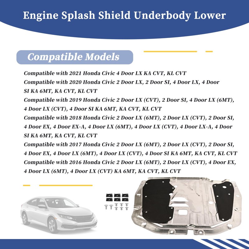 Getfarway Engine Splash Shield Underbody Lower 74110-TBA-A00 Compatible with Honda