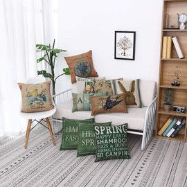 TRENDIN Rusted Spring Pillow Cover 18x18 inch Cotton Linen Home Decorative Throw Cushion Case PL420TR