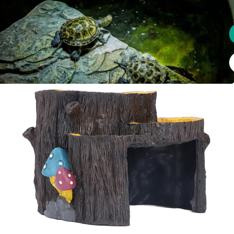Resin Mini Stump Shape Hiding Hole Wooden Cave Artificial Aquarium