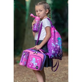 Fringoo - Large Capacity Kids Square Lunch Bag | Small Cool Bag Kids Lunchbox | Perfect As School Lunch Bag for Girls - Unicorn Ombre