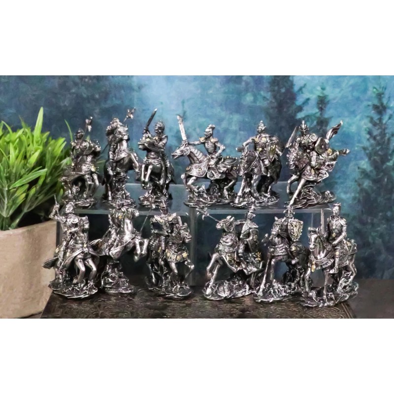Set of 12 Medieval Armored Cavalry Horse Knights in Suit