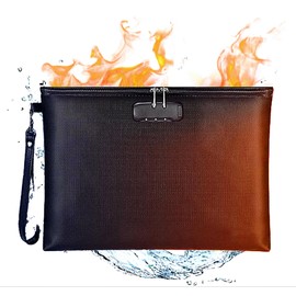 Document Bag Safe Fireproof Waterproof Fireproof Document Box Money Bag for A4 Documents, Storage Bag with Zip (36 x 26 cm Combination Lock)