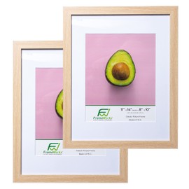 FrameWorks 11x14 mat to 8x10 Classic Wooden Picture Frames With Tempered Glass | Natural Oak | 2-Pack