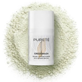 Pureté Greenwash Limpiador Facial Exfoliante Enzimático En Polvo Con Matcha Ecocert Suave Limpiador Facial Espumoso Que No Irrita Los Ojos Para Una Piel Suave Y Purificada Textura Cremosa, No Ab