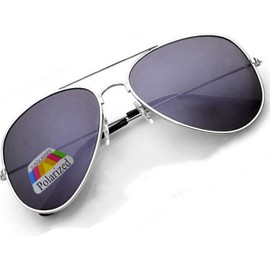 4sold Vintage Retro Polarized Sunglasses for Men Outdoor Sport Ultra-Light Metallic Metal Frame HD Lens Glasses Air Force Unisex UV 400 Protection (Black Silver)