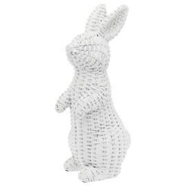 Boston International Easter Bunny Figurine Tabletop, Desk, Mantel Decorations for Home, Office, Classroom, 5.75" x 10", White Wicker Standing Bunny