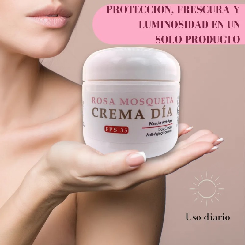 Crema De Día Rosa Mosqueta 60ml Hidratante Facial Antiedad FPS