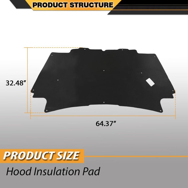 CNNELL Hood Insulation Pad with Clips Compatible with Dodge Ram