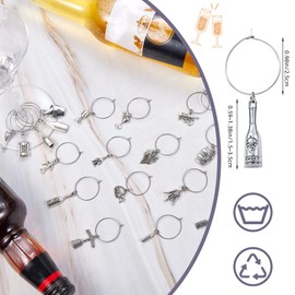 WEWAYSMILE 16 Pcs Wine Glass Charms Wine Charms for Stem Glasses for Drink Glass Tags for Cocktail Tasting Party Favors Supplies Goblet Charm（Cocktail Parties）
