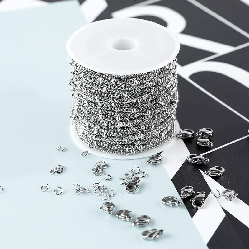 19.6 Feet Bead Chain Stainless Steel Jewelry Making DIY Link