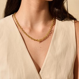 CHESKY Chain Necklaces for Women, Trendy 14K Gold Plated Toggle Clasp Chain Necklace Women Thick Paperclip Link Chain Dainty Simple Choker Necklace Fashion Chunky Jewelry for Women