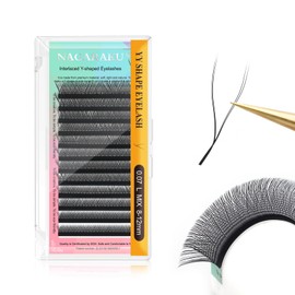 NAGARAKU yy Eyelash Extensions Supplies y lash 0.07mm L curl 8-12mm Mix Tray Premade Fans 4D Russian Volume Y Shape Faux Mink Matte 12 rows Cluster Wispies Crisscross Eye Lashes