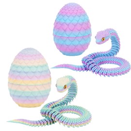 Yearsahrk 3D Gedrucktes Schlangen Drachenei Flexibel 3D Drache Tiere Schlangen Spielzeug Oster körbchen Füller Home Office Dekor Snake Toys (2 Stück.A)