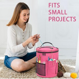 Haroranax Crochet Knitting Bag, Yarn Storage Organizer - Yarn Bag and Crochet Tote, Yarn Holder for Crocheting, Crochet Accessories, Needles with Zipper Closure-Ideal Gift (Gray)