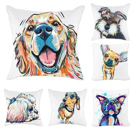 Redland Art Cute Pet Golden Retriever Dog Pattern Polyester Throw Pillow Covers Car Sofa Cushion Cover Pillowcases Home Decor 18"x18"