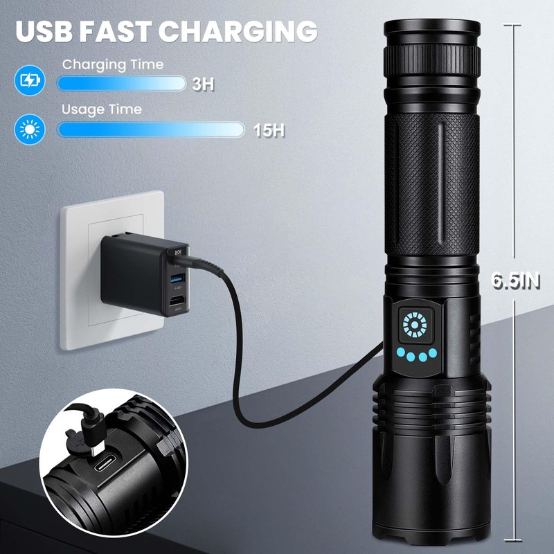 Rechargeable Flashlights High Lumens, 99,000 Lumens Super Bright Led Flashlights