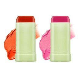 Pack of 2 Cream Blush Stick, Blush Stick for Eyes, Cheeks and Lips, Moisturising Face Cream Blush, Natural Milk Makeup Matte Rouge, Multi-Use Cheeks Tint for All Skin Tones Cosmetic