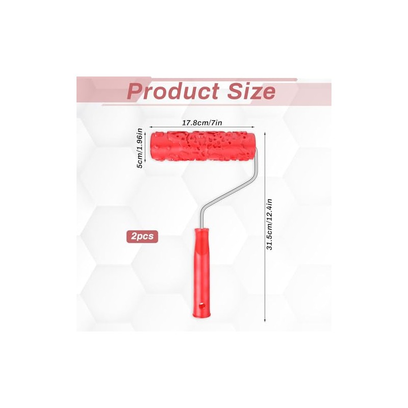2pcs 7'' Texture Roller Sleeve Wall Texture Stencil Brush Pattern